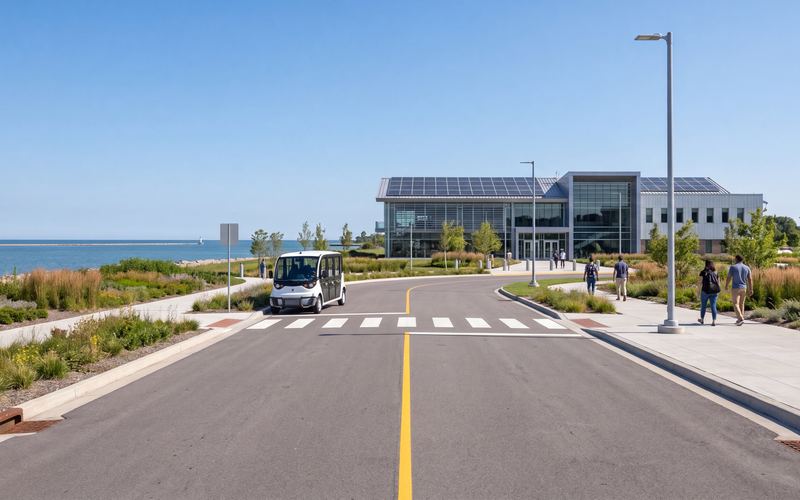 Base-of-peninsula campus transition zone