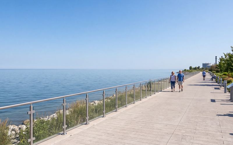 Public waterfront walkway on Lake Erie