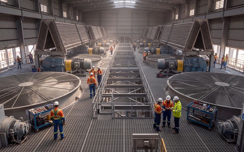 Air-cooled condenser fan deck